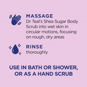 طريقة استخدام Dr-Teals-Shea-Sugar-Body-Scrub-with-Shea-Butter-Almond-Oil-and-Essential-Oils-19-oz