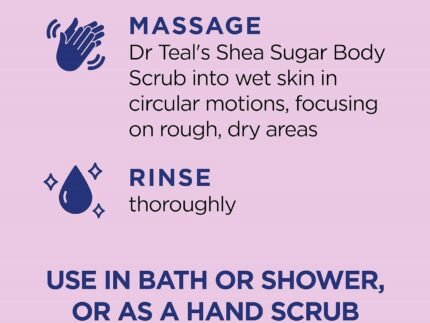طريقة استخدام Dr-Teals-Shea-Sugar-Body-Scrub-with-Shea-Butter-Almond-Oil-and-Essential-Oils-19-oz