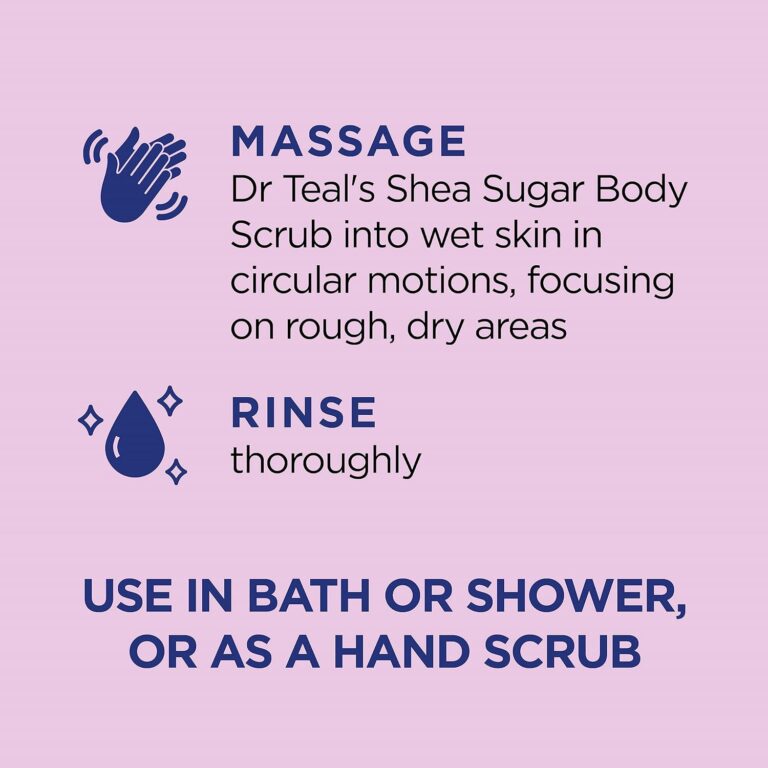 طريقة استخدام Dr-Teals-Shea-Sugar-Body-Scrub-with-Shea-Butter-Almond-Oil-and-Essential-Oils-19-oz