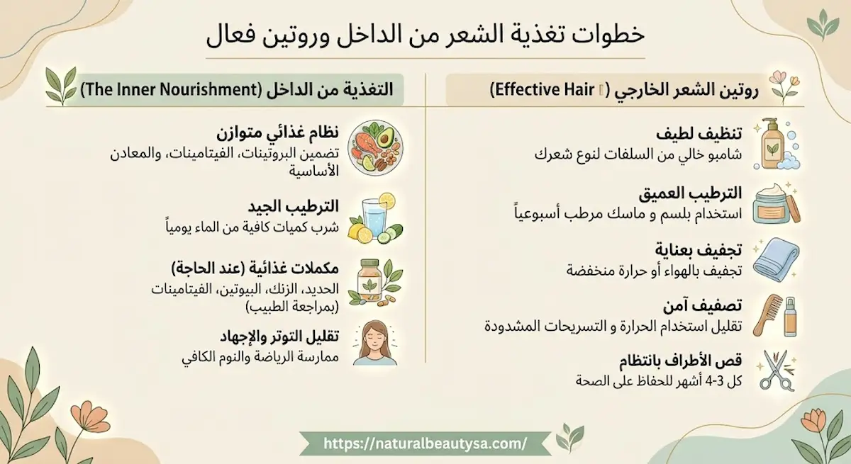 خطوات روتين عملي لتغذية الشعر