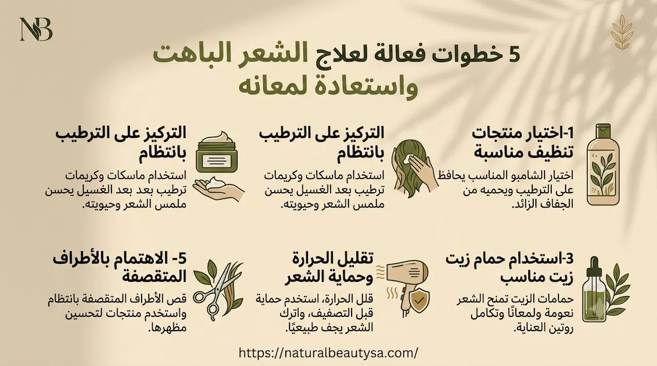 5 خطوات فعالة لعلاج الشعر الباهت